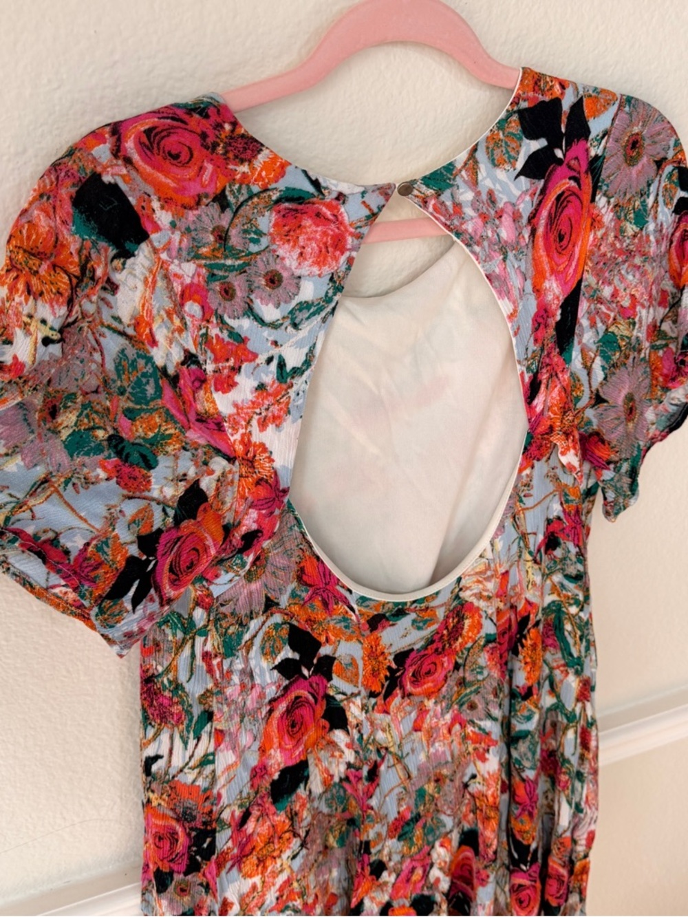 She + Sky Floral Dress Bright Botanical Open Back Boho Fairy Garden Whimsigoth M - Picture 11 of 11